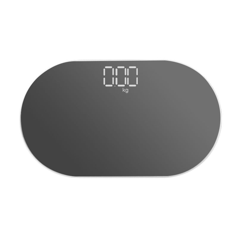 Black digital scale with a digital display on a white background